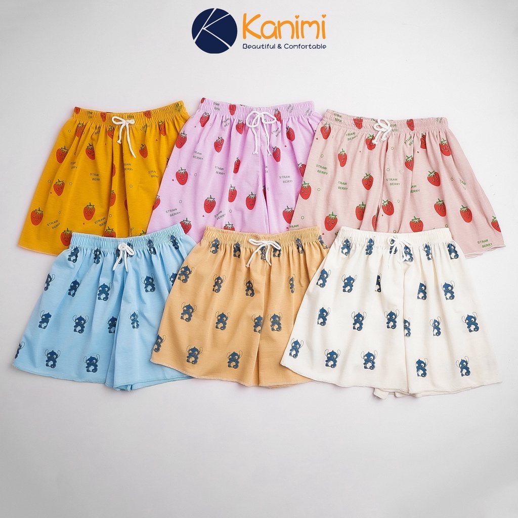 Quần đùi mặc nhà nữ hoạt tiết hoạt hình kitty - quần đùi cạp chun chất đẹp, form to 40-60kg - QN07Duno