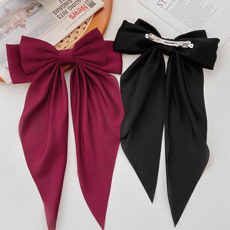 Kẹp Tóc Đính Nơ Ruy Băng Dài Cỡ Lớn Thời Trang Hàn Quốc Cho Nữ