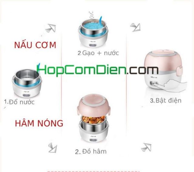 [Mã ELHADEV giảm 4% đơn 300K] Hộp cơm hâm nóng 2 khay inox DFH-13E5