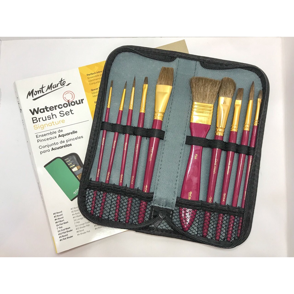 [Mã LIFEBOOK1 giảm 30K đơn 150K] SET CỌ VẼ KÈM VÍ MONT MARTE (Brush in Wallet 11PC)