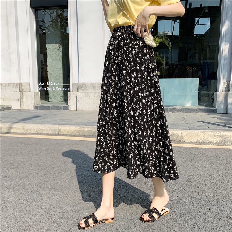 COZOK Chân Váy Hoa Lưng Cao Thời Trang Hàn Quốc Xinh Xắn