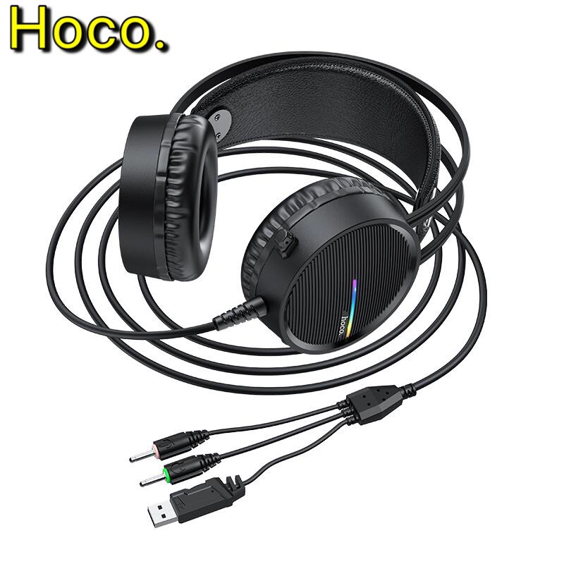 Tai nghe chụp tai có mic game hoco W102 điều chỉnh âm lượng chơi game pubg liên quân trên PC máy tính điện thoại laptop