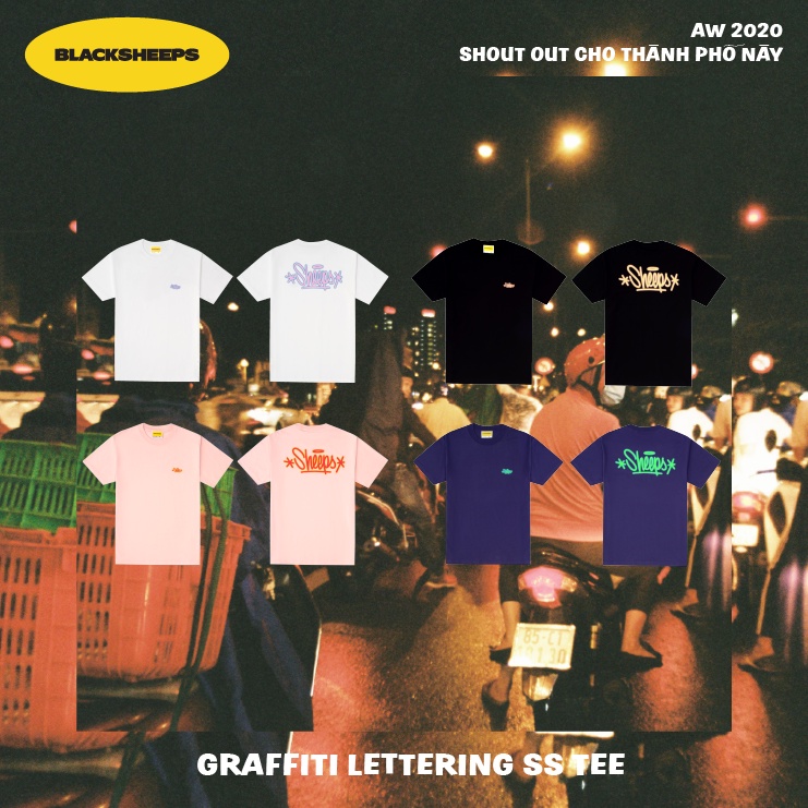 Áo Thun tay ngắn BLACKSHEEPS aka GRAFITTI LETTERING SS TEE - WHITE