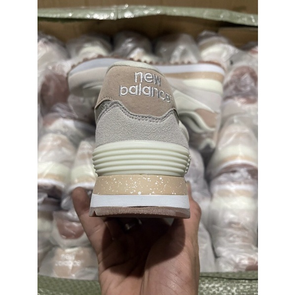 &gt;ẢH THẬT-HÀNG THẬT&lt; Giày sneaker N 574 nâu sữa vàng dành cho nữ