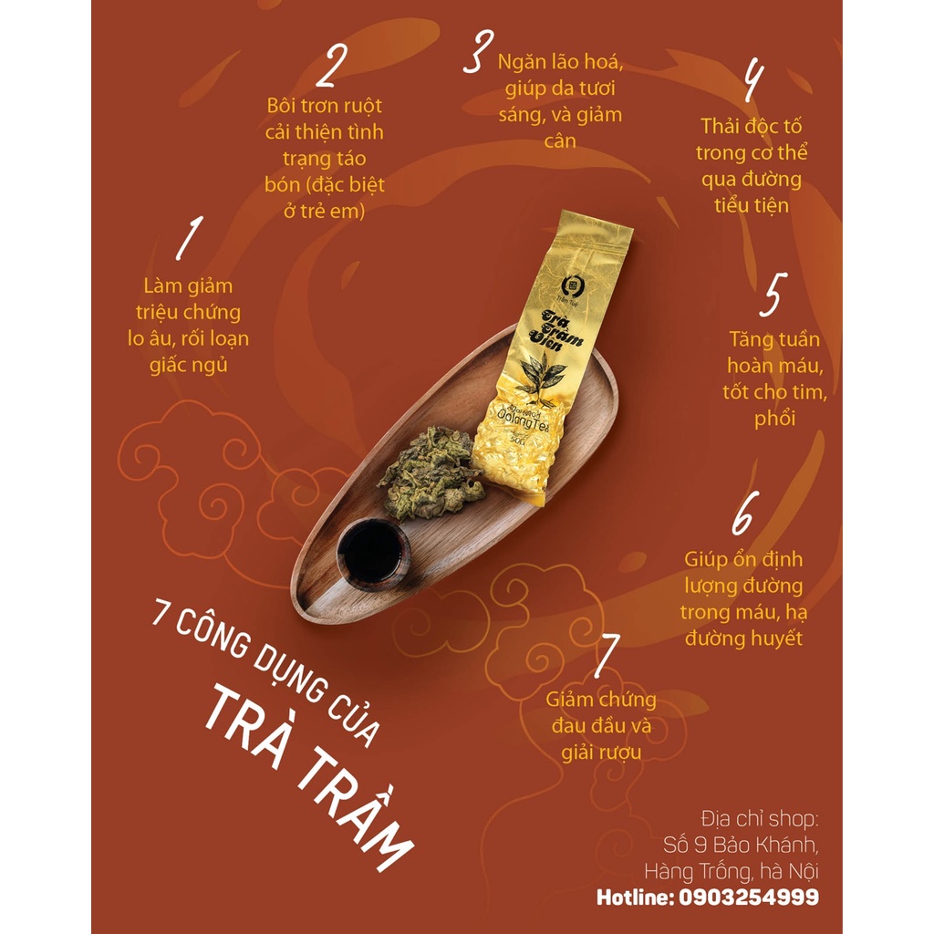 Trà trầm viên TRẦM TUỆ trà trầm hương ô long, thải độc cơ thể, tiêu hóa tốt, chống mất ngủ, giảm stress căng thẳng