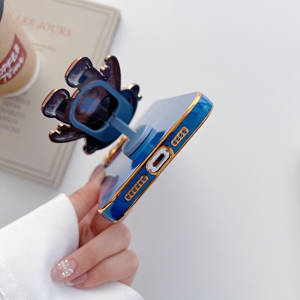 Ốp Điện Thoại TPU Mềm Mạ Điện Họa Tiết Phi Hành Gia Có Giá Đỡ Cho iPhone 13 12 Pro Max 11 Pro XS Max X 7 8 Plus