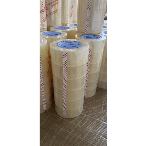 Băng keo trong 5cm -200y 1 cây 6 cuộn nặng 1,7kg 1 cây sử dụng được nhiều màng dày độ dính cao.!