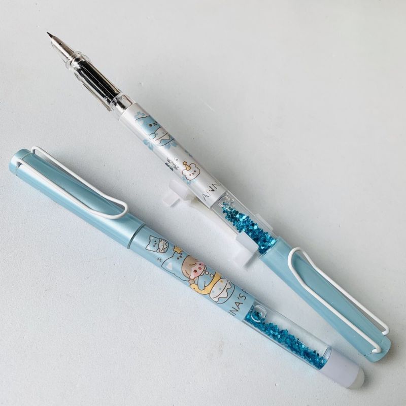 Bút mực xoá được bút máy xoá được luyện chữ cho bé lớp 1 ngòi trơn kim tuyến nhũ CG12