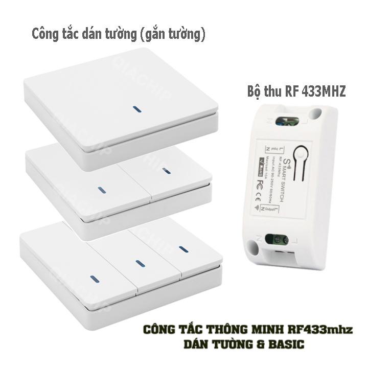 Công tắc đèn điều khiển từ xa dán tường không dây RF 433MHz Khay pin rút, Bộ Điều khiển không dây RF 10A 220V