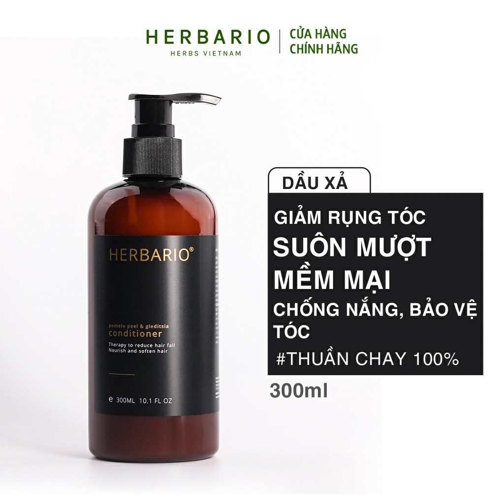 Dầu gội bưởi và bồ kết Herbario giảm rụng tóc phục hồi tóc hư tổn 300ml