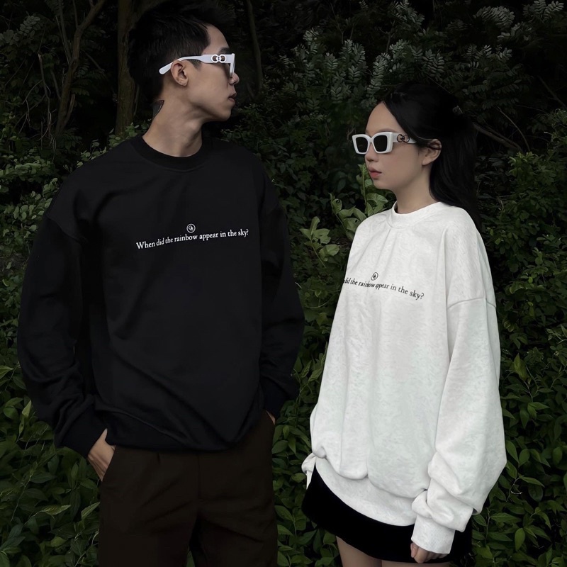 Áo sweater cầu vồng in form rộng OHOH