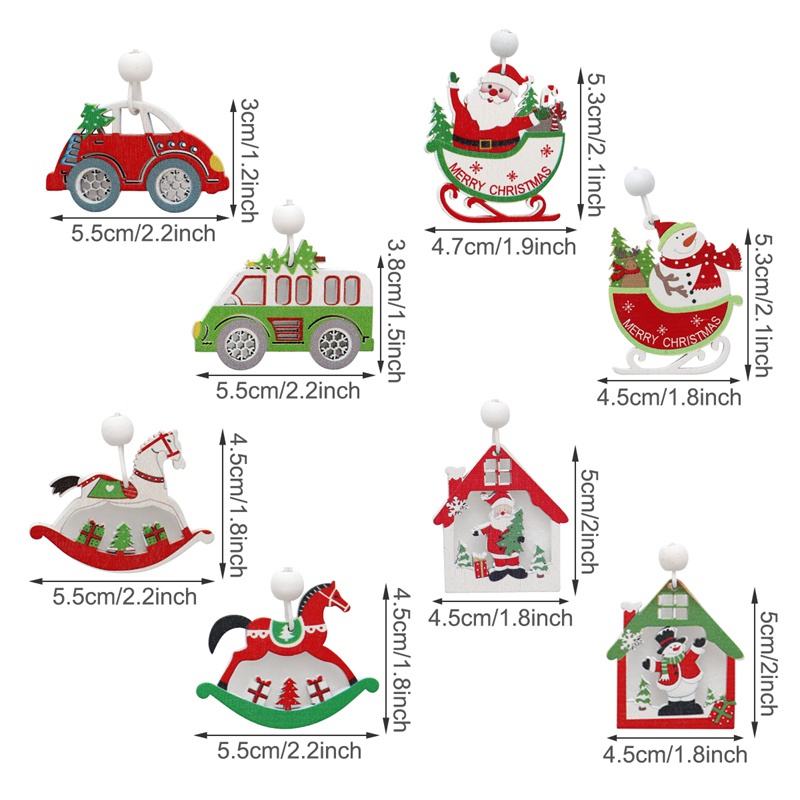 Set 12 Phụ Kiện Treo Trang Trí Cây Thông Giáng Sinh Năm Mới 2022 Bằng Gỗ DIY