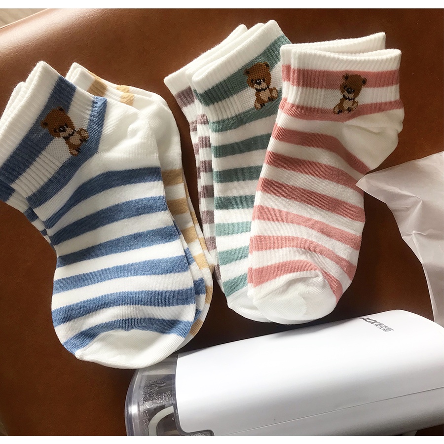 Vớ nữ cute họa tiết dễ thương, tất nữ cổ ngắn màu vintage chống trượt - Cherry Shop