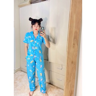 Bộ pijama lụa satin cao cấp, đồ bộ mặc nhà, đồ ngủ nữ tay ngắn quần dài 40-60-70kg