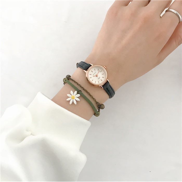 [RẺ VÔ ĐỊCH] Vòng đeo tay mix đồng hồ có charm hoa cúc