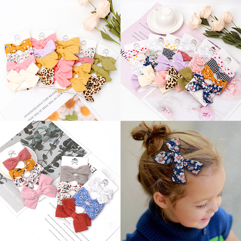 Bộ 4 kẹp tóc hình nơ phong cách công chúa xinh xắn cho bé gái