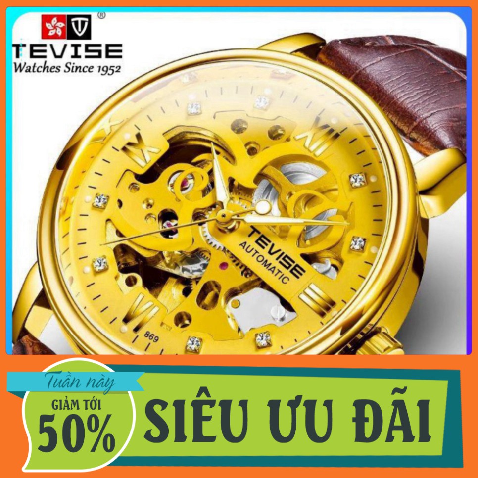 ĐỒNG HỒ NAM AUTOMATIC HIỆU TEVISE CHÍNH HÃNG DÂY DA - Đồng hồ cơ dây da HÀNG CỰC CHẤT