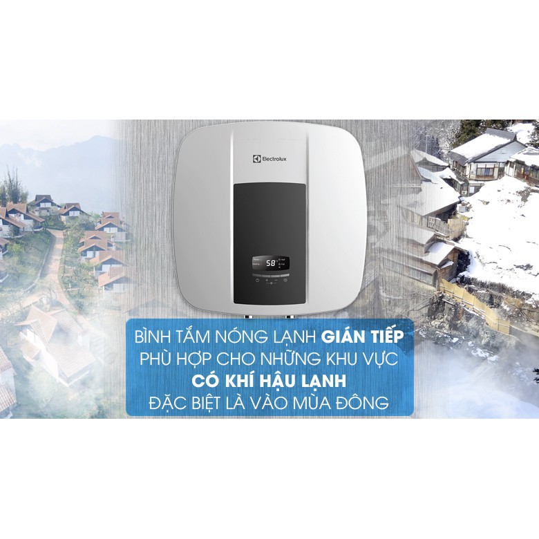 Máy nước nóng gián tiếp có remote Electrolux EWS302DX-DWE 30 lít 2500W - Made in Vietnam (Màu trắng) - KHÔNG KÈM VÒI SEN