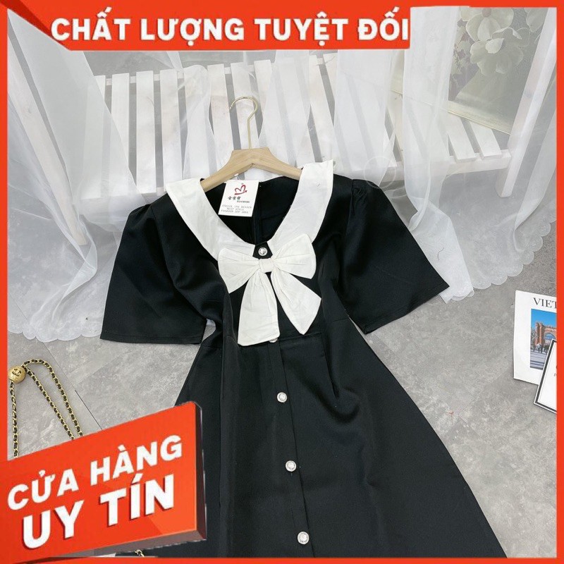 Váy Cúc Nơ Ngực Tay Bồng Về Hàng Cực Xinh [ 𝐅𝐑𝐄𝐄 𝐒𝐇𝐈𝐏 ] Chất Tuyết Mưa Mềm Đẹp Hàng May Kỹ Khoá Lưng Cẩn Thận Sỉ