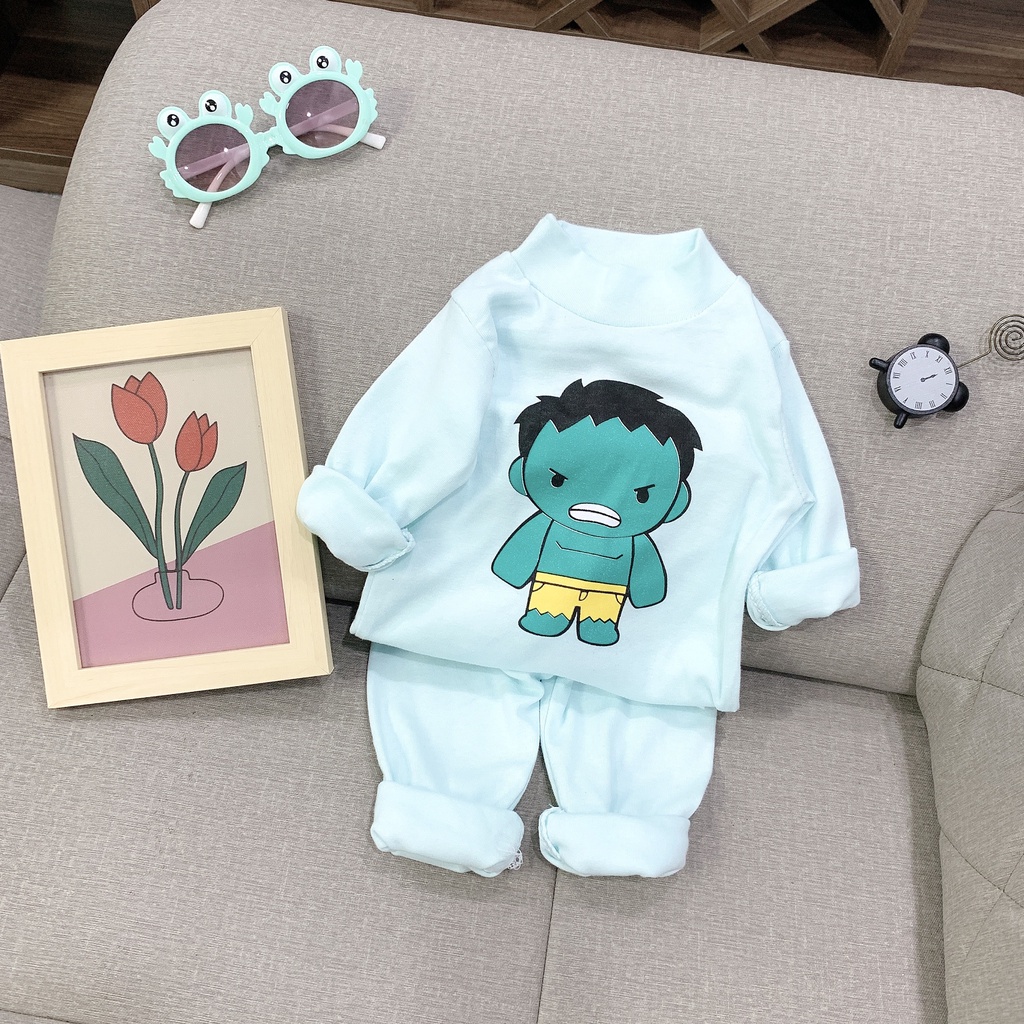 Bộ len tăm dài tay mặt siêu nhân cho bé trai 8-18kg
