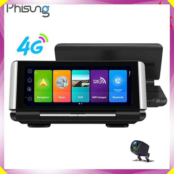 Camera hành trình đặt taplo ô tô 4G, wifi, 7 inch tích hợp cam lùi cao cấp thương hiệu Phisung - Mã K7 - Hàng Nhập Khẩu