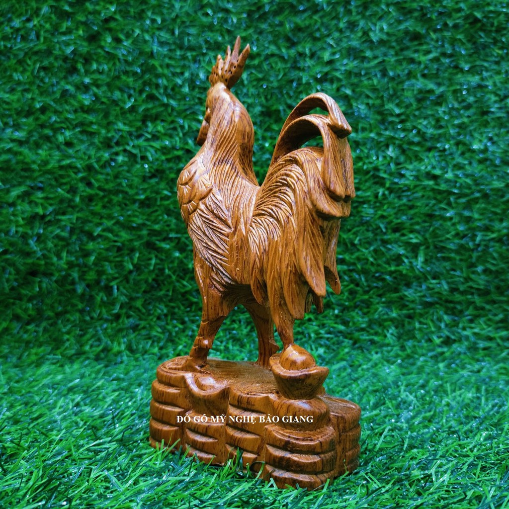 Tượng con gà trống gỗ hương cao 20 cm