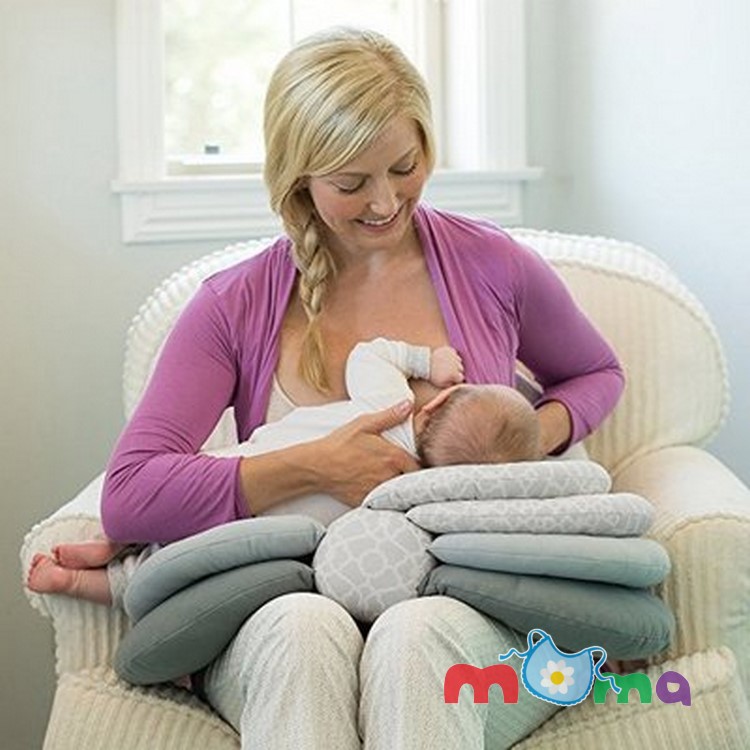 Gối, đệm lót đa năng điều chỉnh độ cao giúp mẹ cho trẻ sơ sinh bú nhiều giai đoạn JJOVCE, gấp xếp gọn gàng_OTB02 (xám)