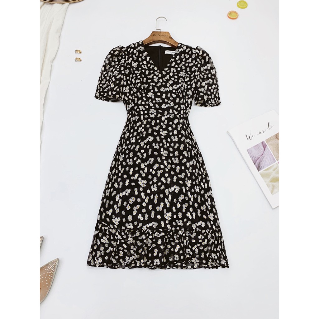 [Mã FAGREEN1505 giảm tới 30K đơn 99K] Váy cổ V tay lỡ hoạ tiết hoa Zym's House - LT95