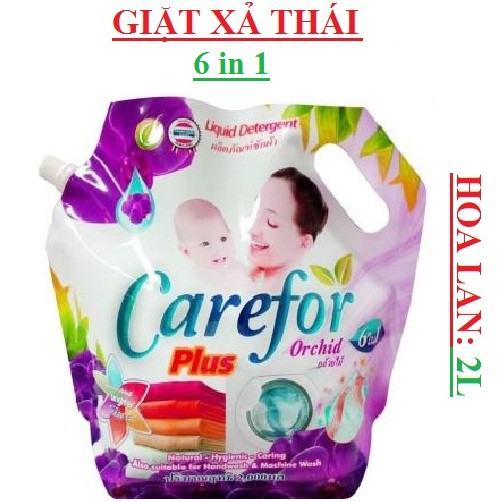 Nước giặt xả thái lan đậm đặc 6in1 carefore túi 2000ml tím, hồng