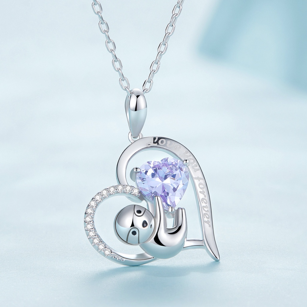 Vòng cổ BAMOER đính đá zircon tím thời trang cho nữ