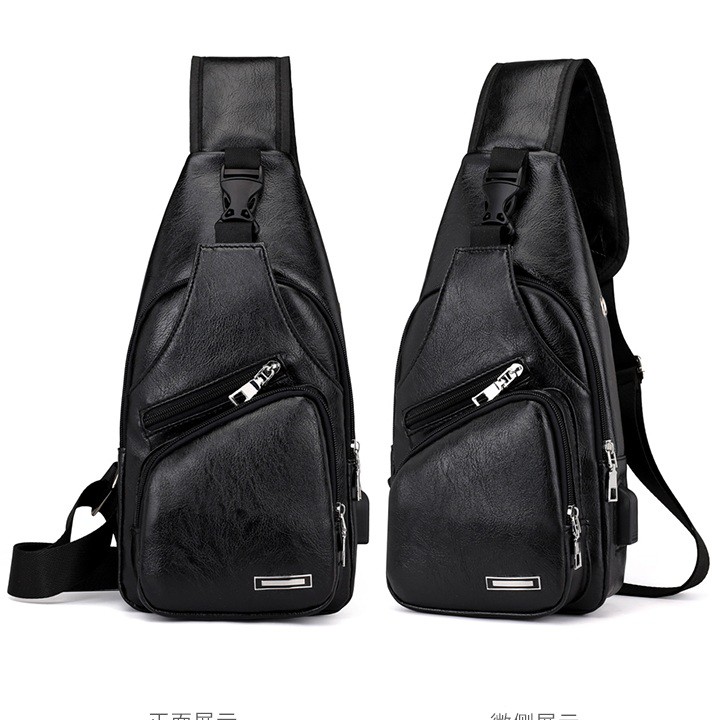 TÚI DA ĐEO CHÉO NAM NHIỀU NGĂN CÓ KÈM CỔNG USB TIỆN LỢI CHẤT DA PU CHO NAM ĐẸP | BigBuy360 - bigbuy360.vn