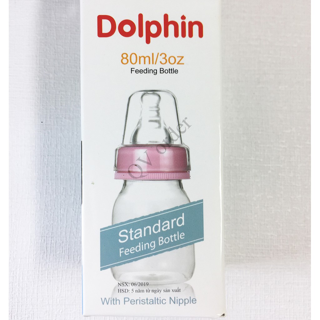 [FreeShip] Bình Sữa Streamline Cổ Hẹp 80ml Dolphin - Tặng 1 Núm Ty Siêu Mềm - DP018C