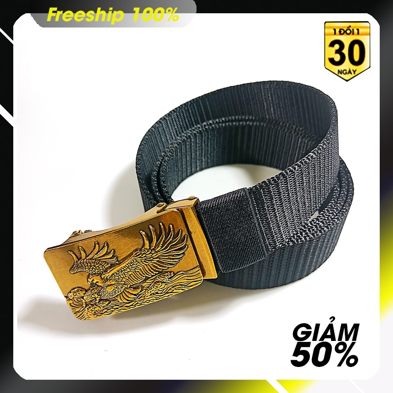 Thắt lưng nam - Chất liệu vải dù PE-Size 3.5 x 115cm dày 0.4 cm - Khóa kim mạ vàng hình đại bàng - phong cách phượt mfs