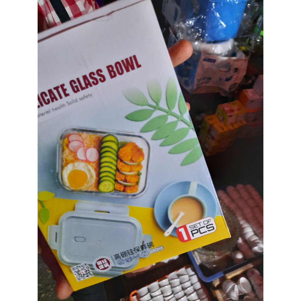 1 cái hộp thủy tinh đựng thực phẩm, thức ăn borosilicate glass bowl 680 ml