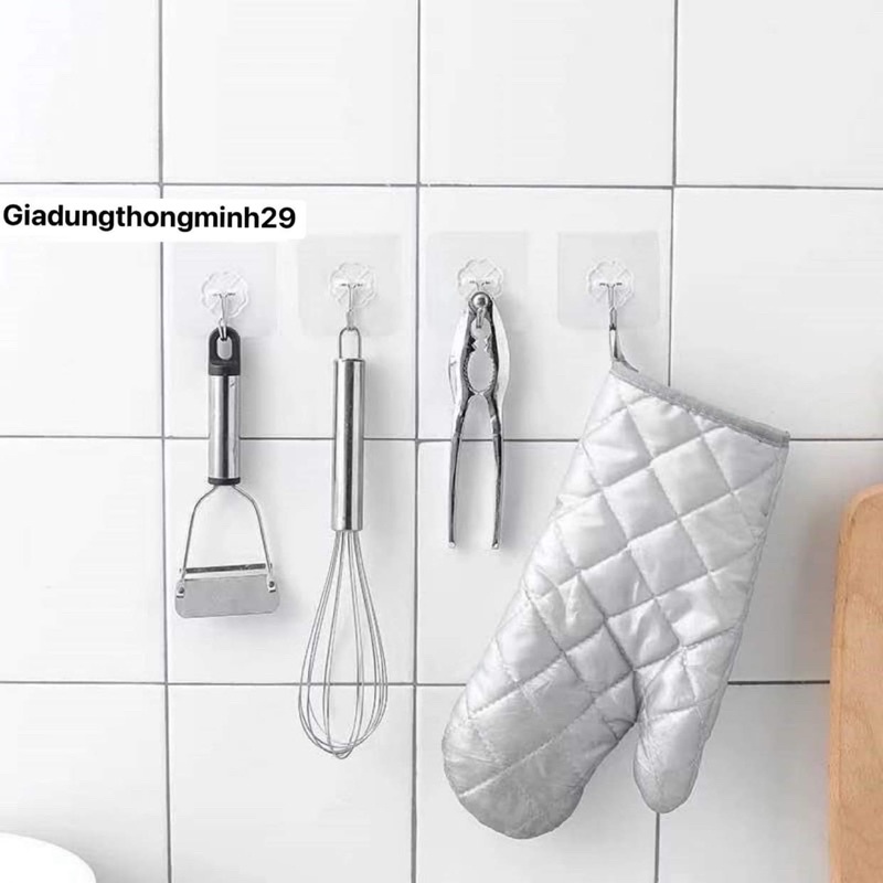 Móc Dán Tường Trong Suốt Chịu Lực 10KG, Móc Dán Bám Dính Tốt