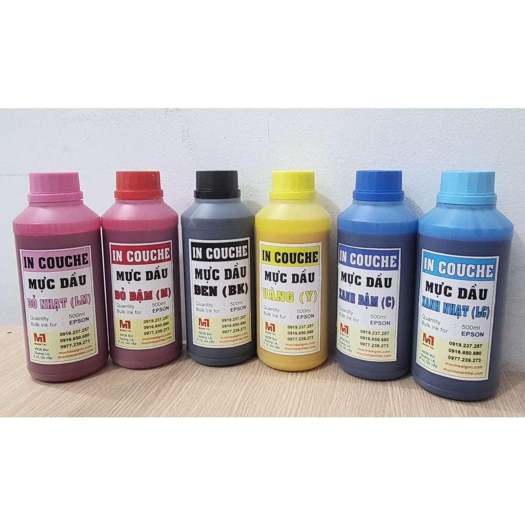Mực dầu Couche - loại 500ml ( 0.5 lít) - Mực in Epson dùng cho máy in phun màu Epson