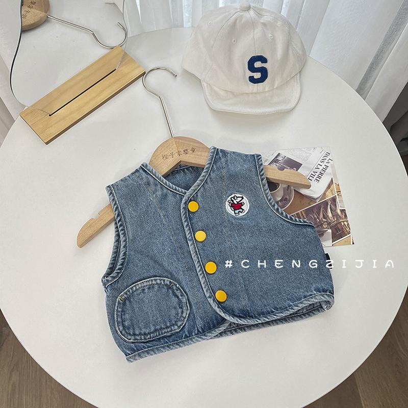 [Babycat] Hàng Có Sẵn Áo Khoác Denim Không Tay Phong Cách Nhật Bản Hàn Quốc Nhật Bản Dễ Phối Đồ Hàng Mới Cho Bé Trai Và Bé Gái