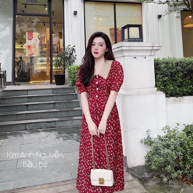 [Mã WASTMAY giảm 15% tối đa 30K đơn 150K] ⚡️BÁN SỈ⚡️Đầm hoa cổ V 3 màu đỏ, be, cam | BigBuy360 - bigbuy360.vn