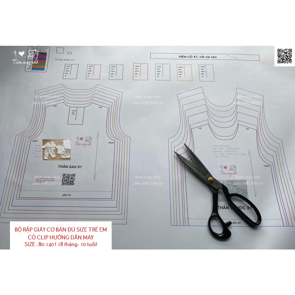 RG386_ Bộ rập giấy cơ bản trẻ em đủ size 18 tháng - 10 tuổi