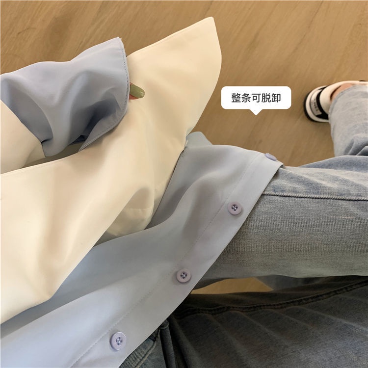 Áo khoác giả hai lớp tay dài dáng rộng thời trang mùa thu phong cách Hàn Quốc cho nữ