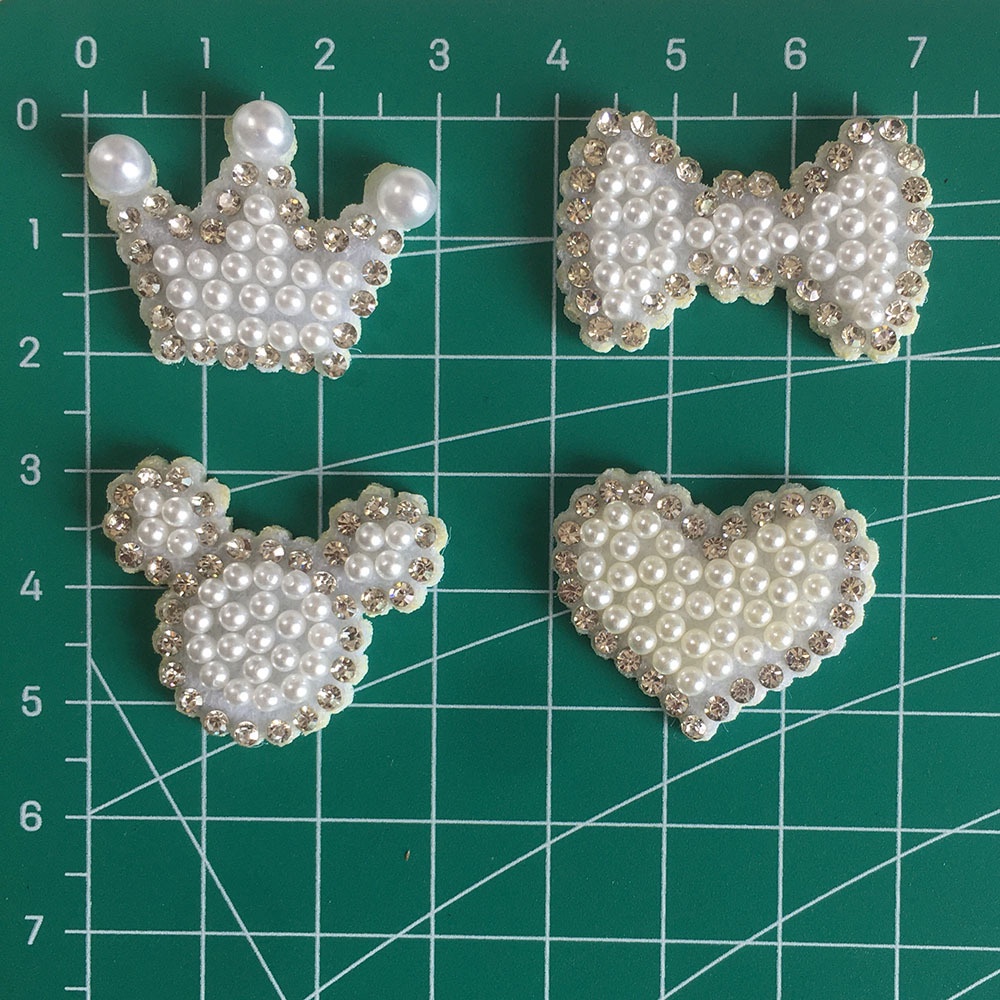 Miếng dán quần áo hình chuột Mickey đính ngọc trai