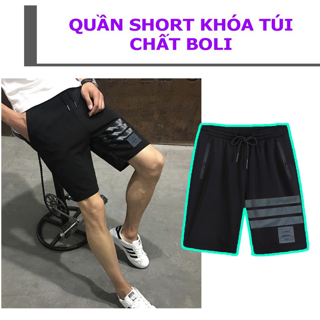 ❤️ GIÁ SỈ ❤️ Quần short unisex nam chất BOLY CÓ KHÓA TÚI PHỐI SỌC