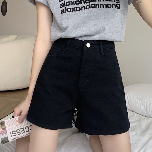 Quần lửng kaki lưng cao, ống rộng lai lật màu trắng đen phong cách Ullzang