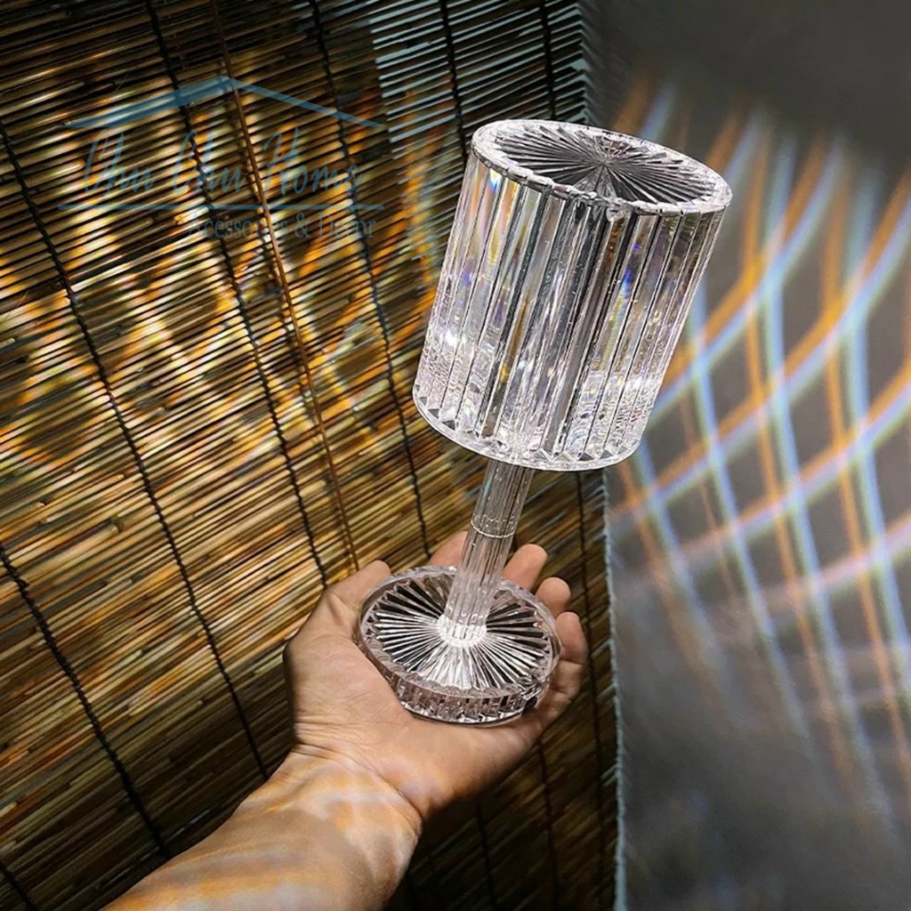 Đèn màu pha lê cảm ứng, đèn ngủ kim cương LED, đèn ngủ acrylic trang trí nhà