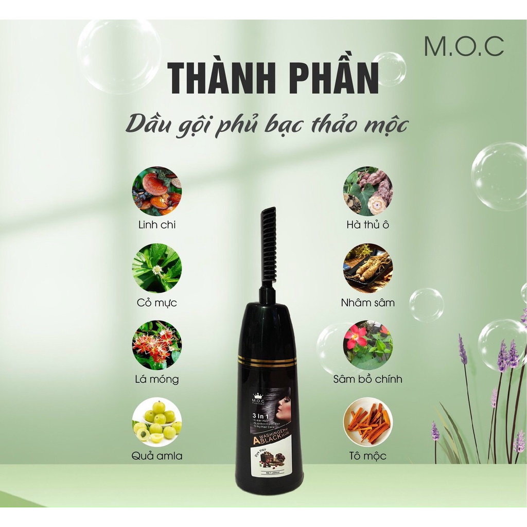 Dầu gội phủ bạc Mộc chai 350ml - Làm đen tóc tự nhiên tại nhà chỉ sau 15 phút