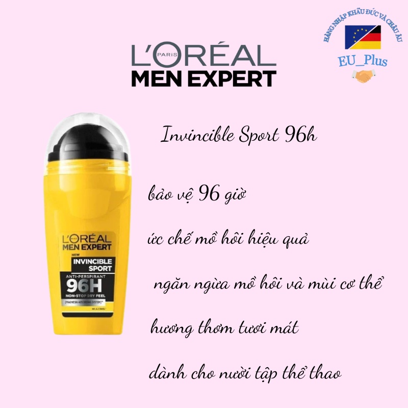 Lăn nách Loreal Men Expert dành cho Nam - sản phẩm khử mùi hiệu quả lên tới 96h