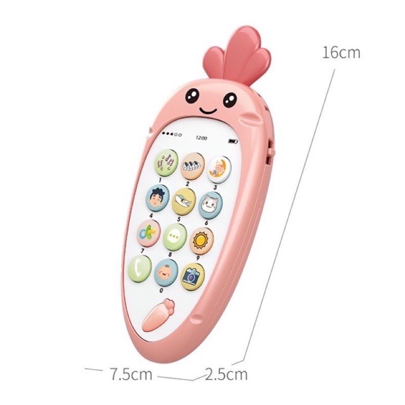Đồ chơi điện thoại hình chuột mickey doremon cho bé, cà rốt, elsa, gấu pull
