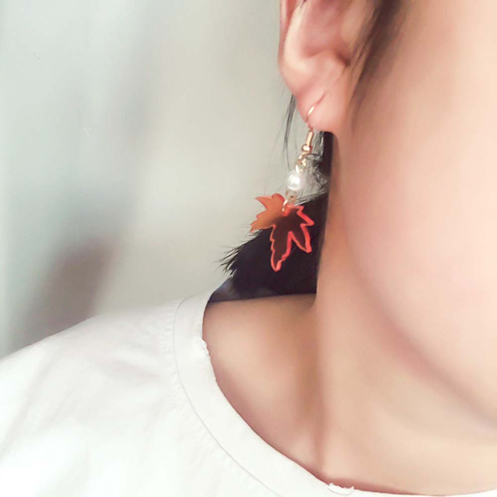 Hoa Tai Dáng Dài Hình Lá Phong Phong Cách Boho Thời Trang