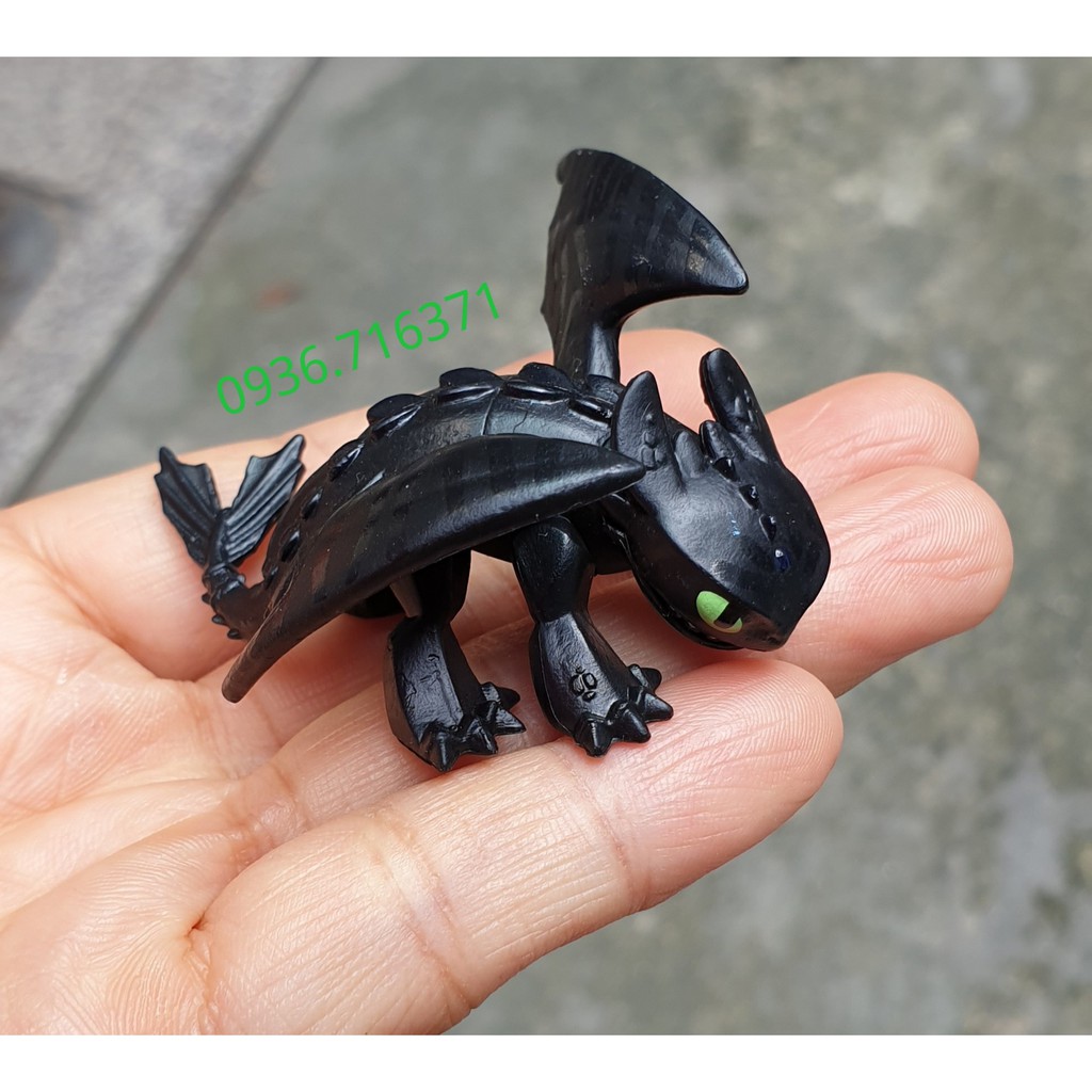 Combo 2 Mô hình nhân vật Rồng Mini màu đen và màu xanh  trong phim &quot;Bí Kíp Luyện Rồng&quot; (How to train your Dragon)