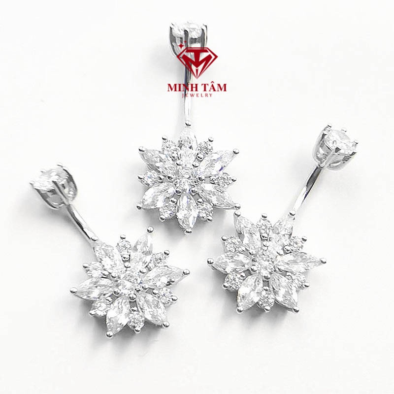 Khuyên rốn bạc hình hoa tuyết nạm đá bạc 925 nhập khẩu cao cấp-Minh Tâm Jewelry